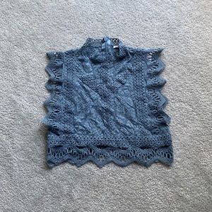 Blue crop crochet top